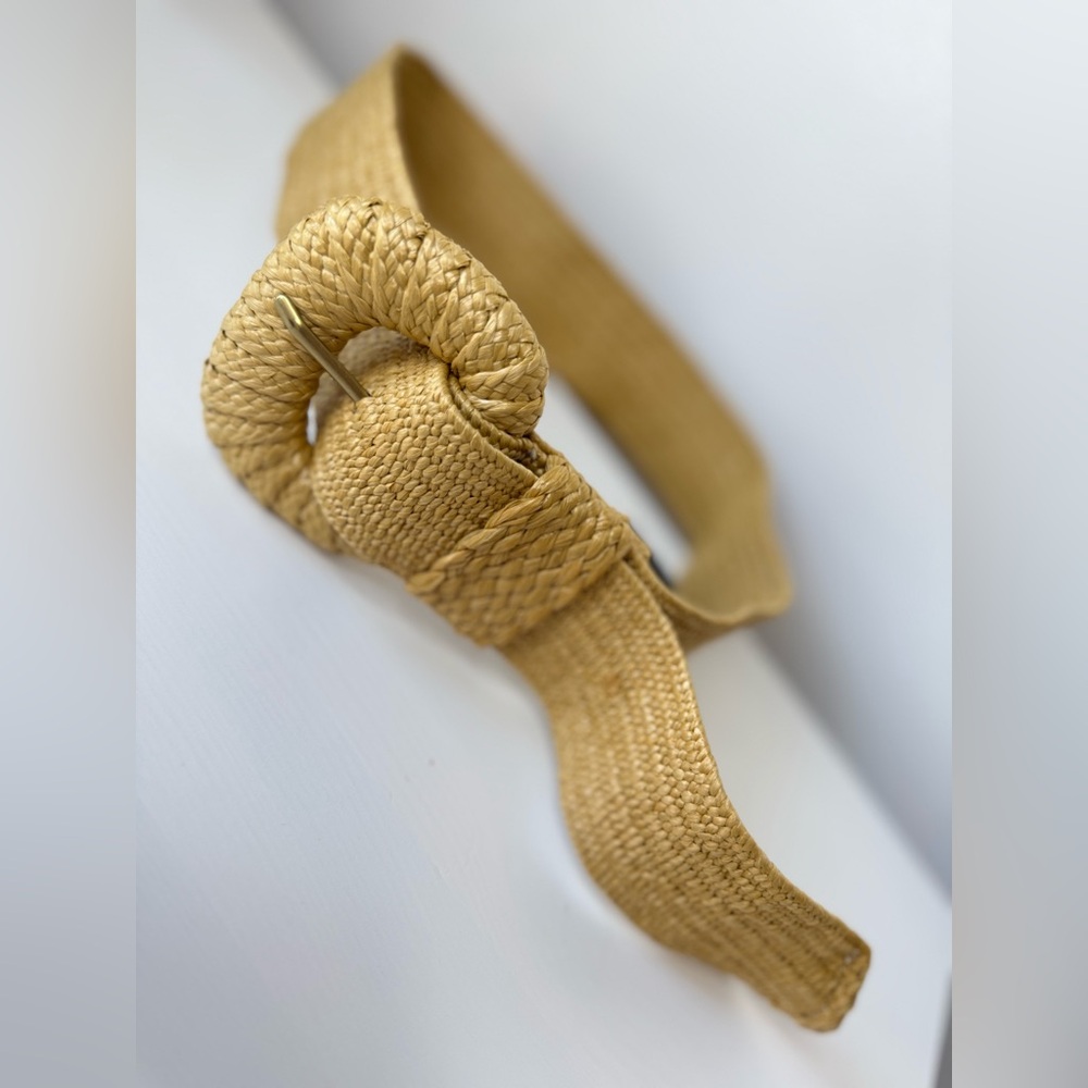 Anthropologie Raffia Woven Statement Buckle Belt Size S excellent condition - Picture 7 of 13